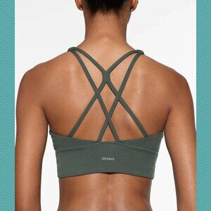 Oysho Dark Green Strappy Medium Support Sports Bra